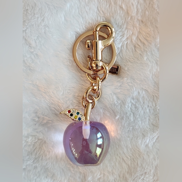 Accessories - Purple Apple Keychain with Gold Accents Bag Charm